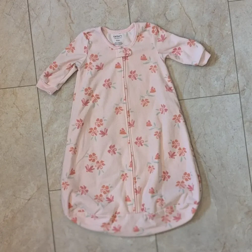 Carter's Girls Floral Pink Fleece Sleep Sack - 3-6 Months